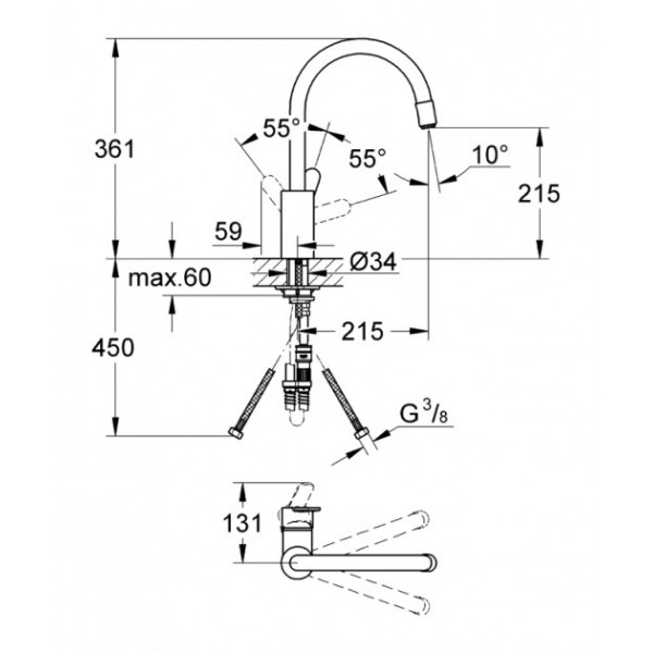 Змішувач для кухні Grohe EX Eurostyle Cosmopolitan 31126002