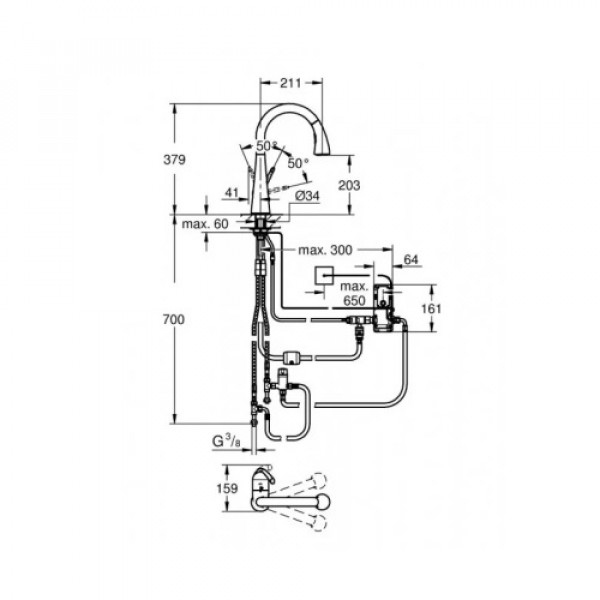 Змішувач для кухні Grohe EX Zedra Touch 30219001