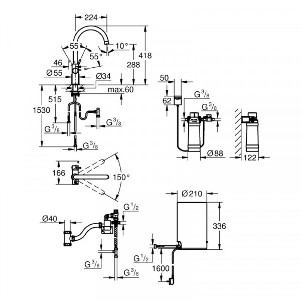 Змішувач для кухні з бойлером Grohe EX Red Duo 30083001 M-size