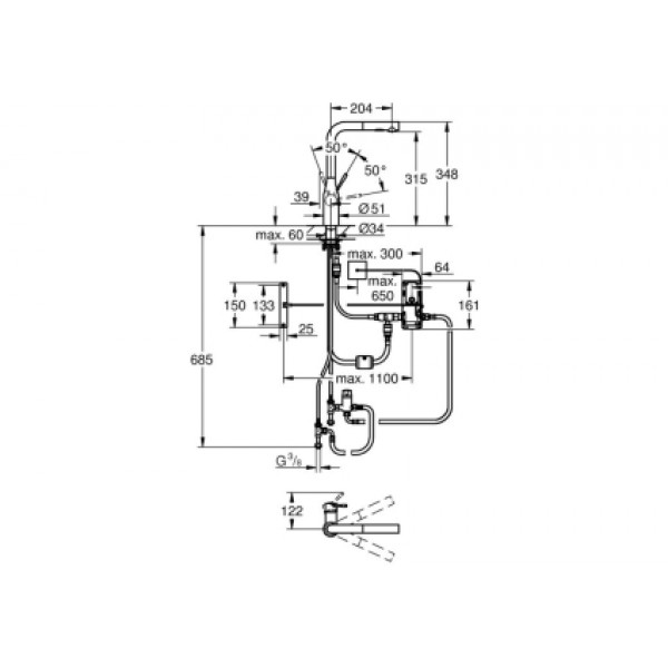 Змішувач для кухні Grohe Essence Foot Control 30311000