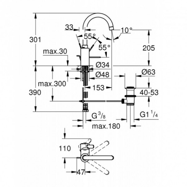 Змішувач для кухні Grohe Eurosmart Cosmopolitan 32830001 L-Size