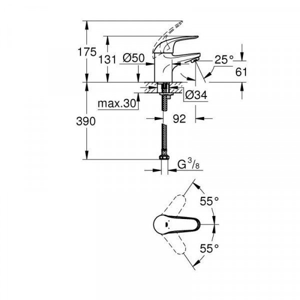 Змішувач для умивальника Grohe Euroeco 32734000 S-Size
