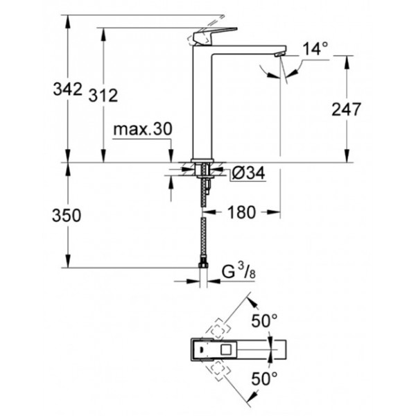 Змішувач для умивальника Grohe Eurocube 23406000