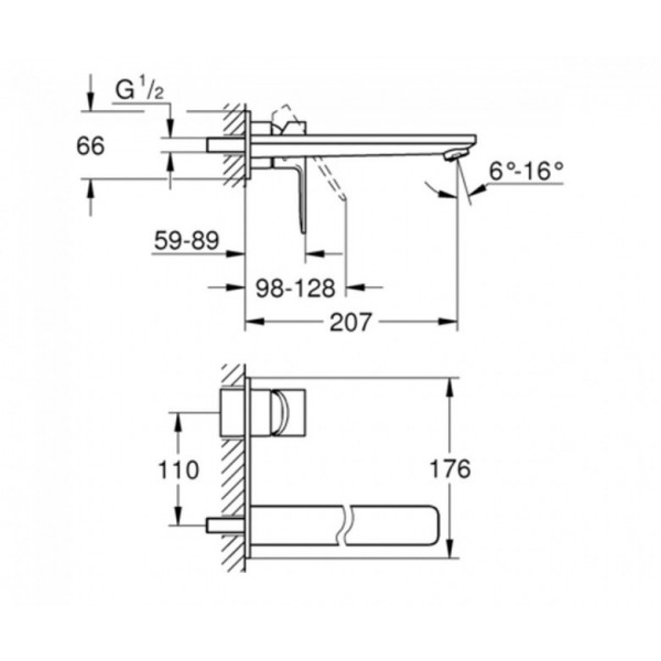 Змішувач для умивальника Grohe Lineare 23444001 зі стіни на два отвори L-Size