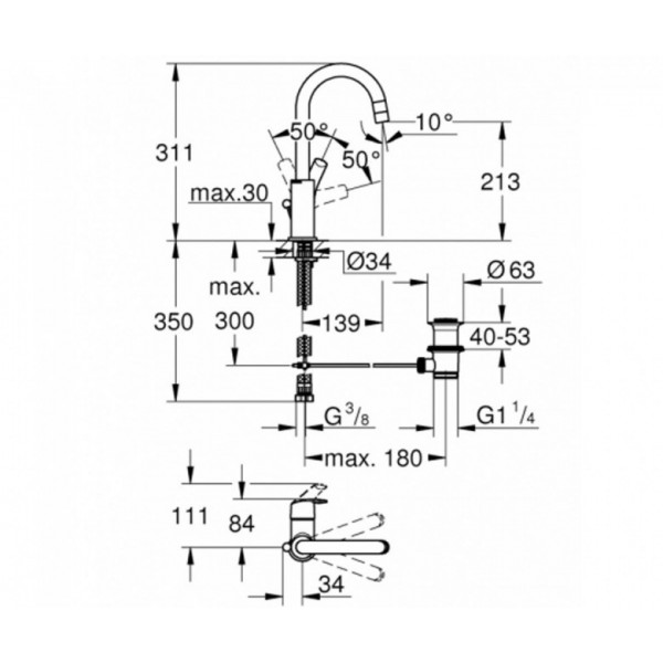 Змішувач для умивальника Grohe Eurosmart 23537002