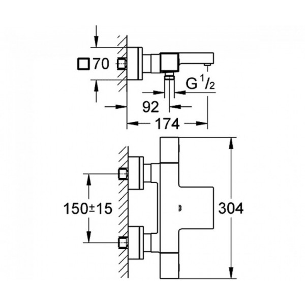Змішувач для ванни Grohe Grohtherm Cube 34497000