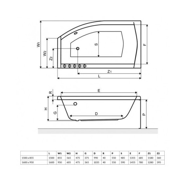 Ванна Radaway SITERA WA1-32-160х095L
