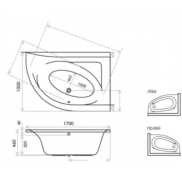 Ванна Radaway Mistra WA1-07-170x110L