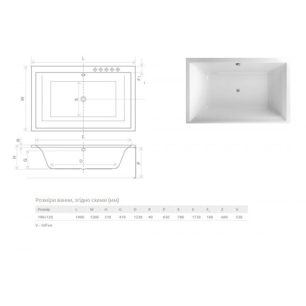 Ванна Radaway ITEA WA1-29-190x120U