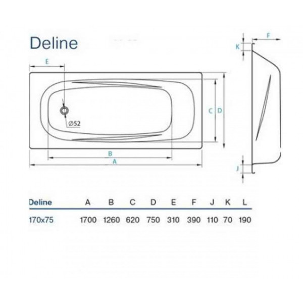 Ванна Koller Pool Deline 170х75 + ручки + ніжки
