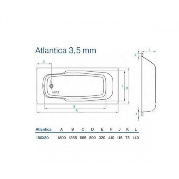 Ванна Koller Pool Atlantica 180x80 с anti-slip