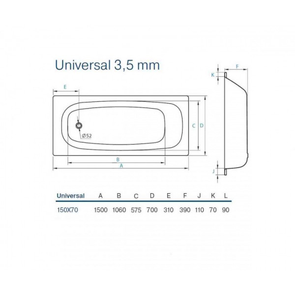 Ванна Koller Pool Universal 150x70