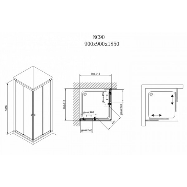 Душова кабіна Koller Pool NC90 chrome, grape