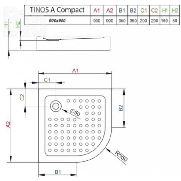 Душевий піддон Radaway Tinos A S4TIA9090-08