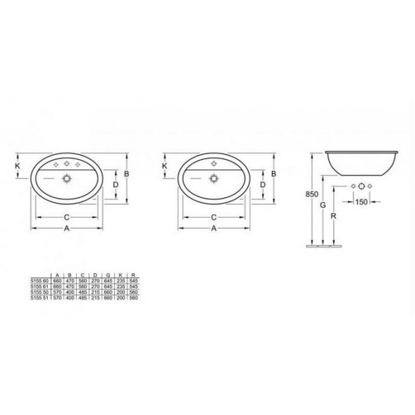Раковина для ванної Villeroy Boch Loop&Friends 51555001
