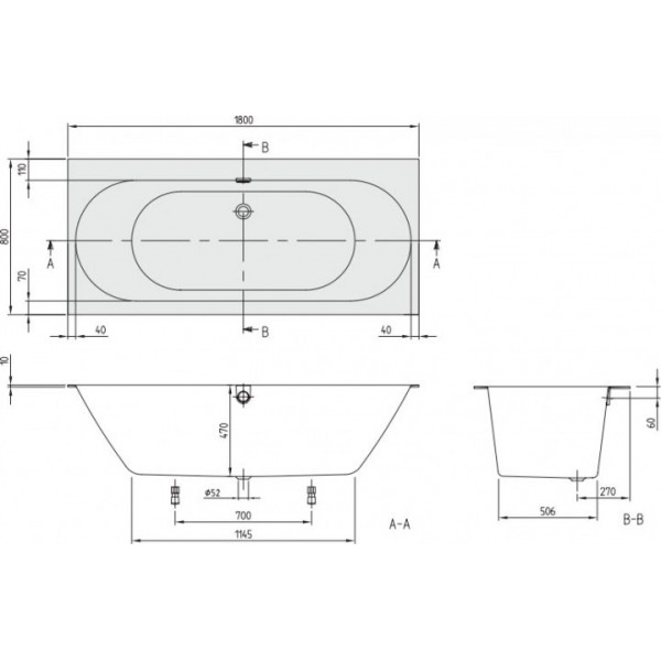 Ванна Villeroy Boch Oberon 2.0 1800 x 800 UBQ180OBR2DV-01