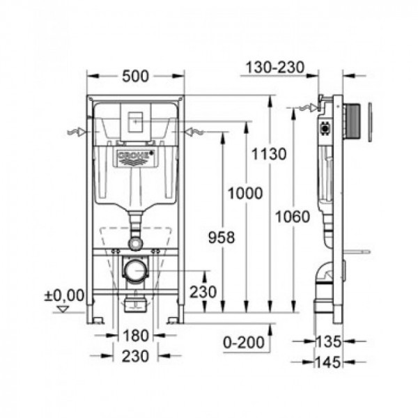 Інсталяція Grohe Rapid SL 3 в 1+кнопка 38772001 + Omnia Architektura унітаз+кришка soft closing 5684.H1.01