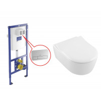 Інсталяція Villeroy&Boch ViConnect+ViConnect E 200 клавіша подвійного змиву+Avento унітаз Rimless+кришка SoftCl