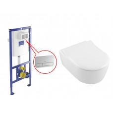 Інсталяція Villeroy&Boch ViConnect+ViConnect E 200 клавіша подвійного змиву+Avento унітаз Rimless+кришка SoftCl