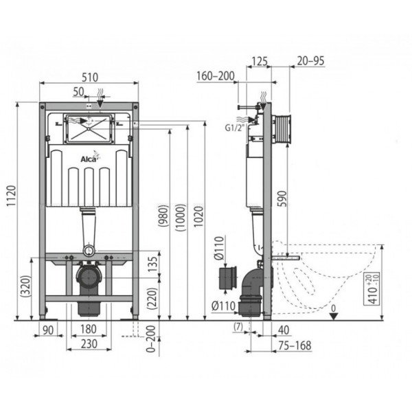 Інсталяція Alcaplast 1120x150x520 для гіпсокартону