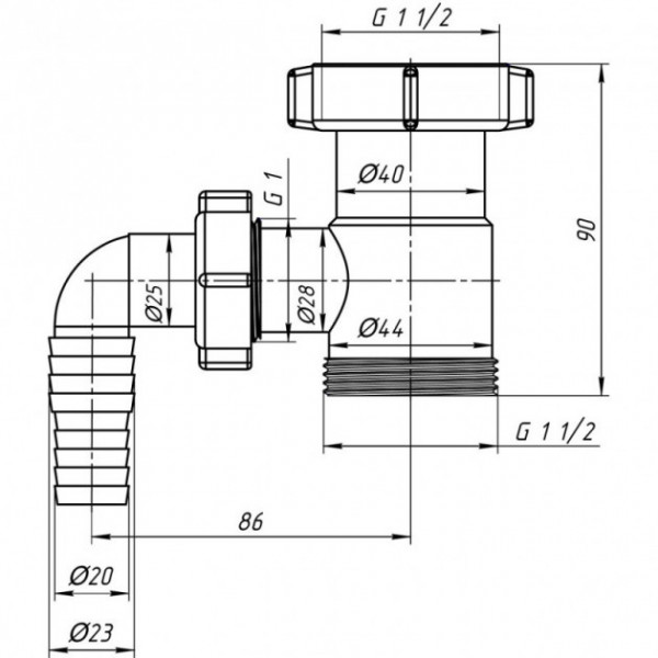 Трап ANI Plast М110 для пральної машини 1 1/2"x1 1/2"