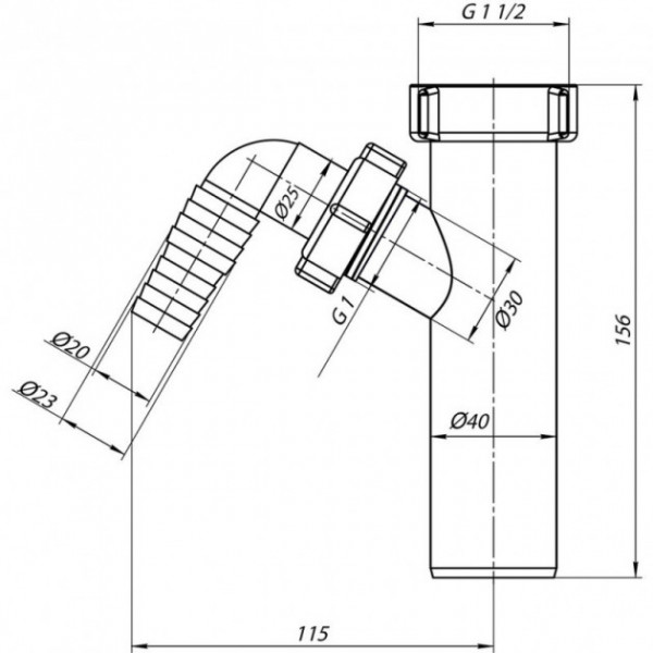 Трап ANI Plast М140 для пральної машини 1 1/2"x40