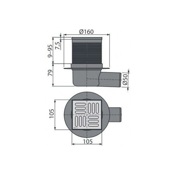 Трап Alcaplast 105x105/50мм з гідрозатвором SMART APV31