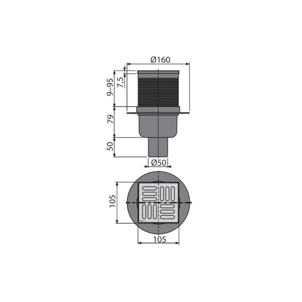 Трап Alcaplast 105x105/50мм з гідрозатвором SMART APV32