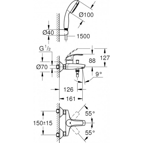 Душовий набір Grohe Eurosmart 3330220A