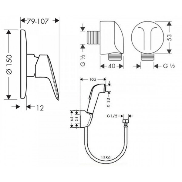 Душовий набір Hansgrohe (71666000+32127000+27454000)