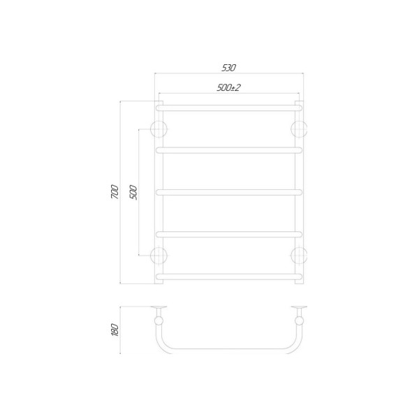 Електрична рушникосушарка Q-tap Standard (CRM) P5 500х700 RE