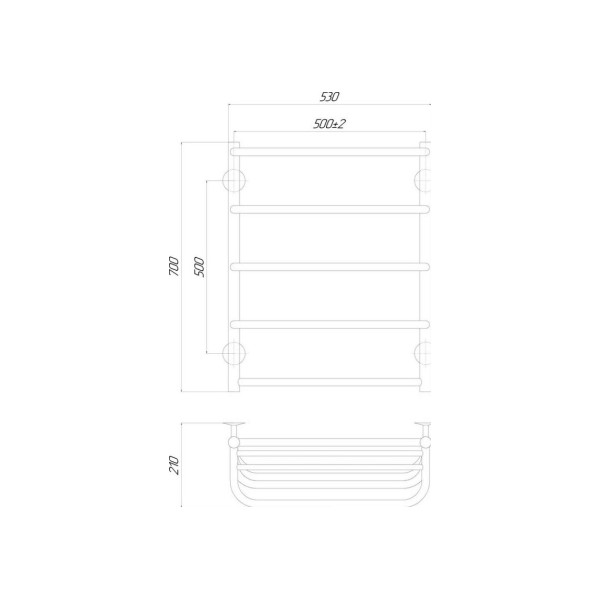 Електрична рушникосушарка Q-tap Standard shelf (CRM) P5 500х700 RE