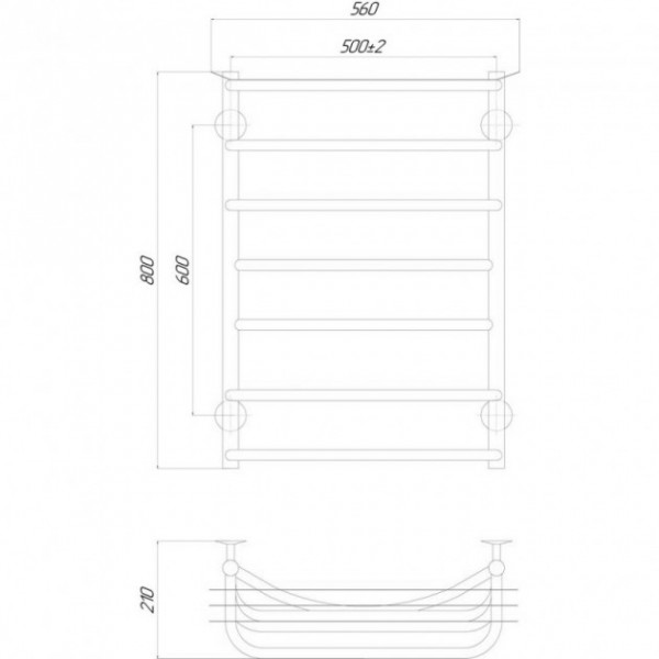 Електрична рушникосушарка Q-tap Yunost (CRM) P9 500х900 LE