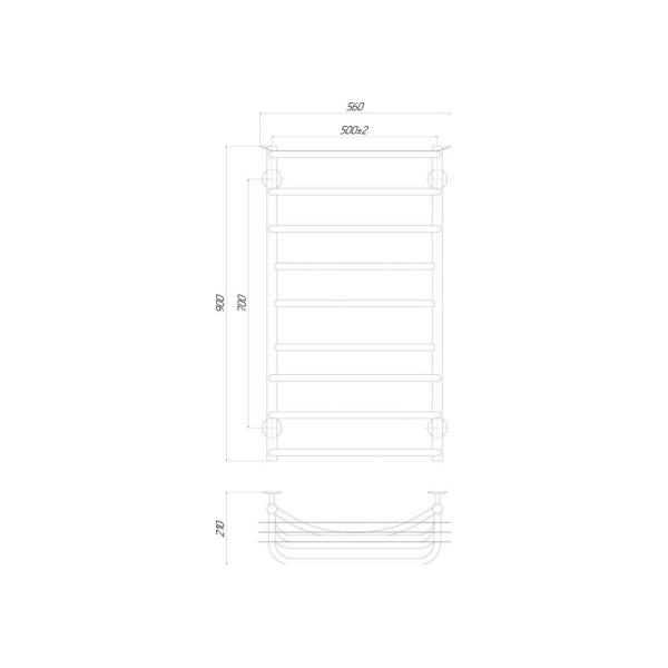 Електрична рушникосушарка Q-tap Yunost (CRM) P9 500х900 RE