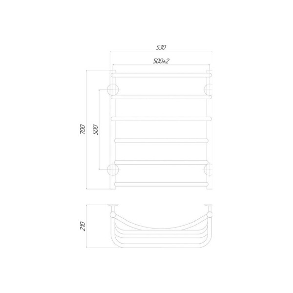 Електрична рушникосушарка Q-tap Cascade (CRM) P6 500х700 RE