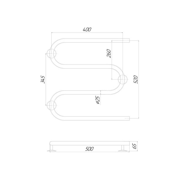 Електрична рушникосушарка Q-tap Snake (CRM) 500х500 RE