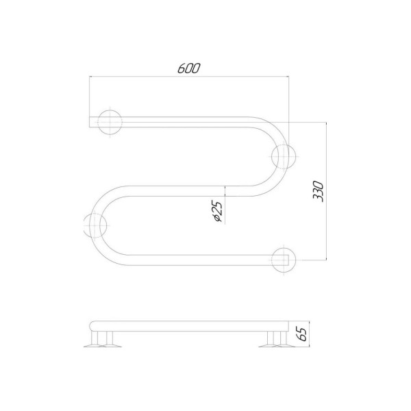 Електрична рушникосушарка Q-tap Snake (CRM) 600х330 RE