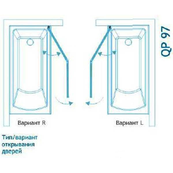 Шторка для ванни Koller Pool QP97 (left) chrome, clear