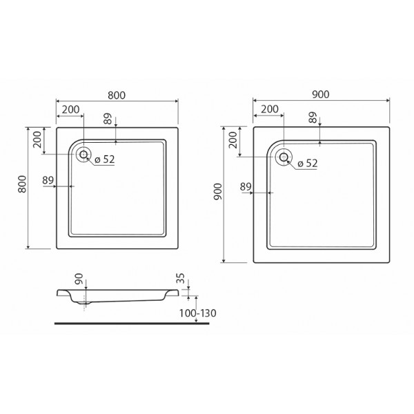 Душевий піддон KOLO STANDARD PLUS 80x80 XBK1580000