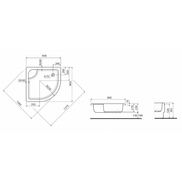 Душевий піддон KOLO DEEP 90x90 XBN0390000