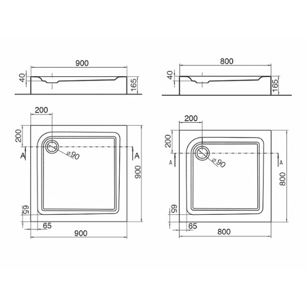 Душевий піддон KOLO FIRST 80x80 XBK 1680000 з інтегрованою панеллю