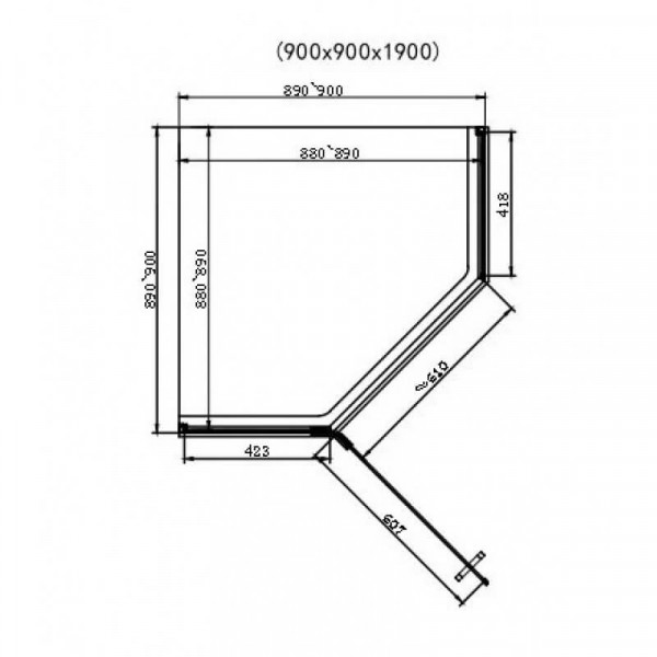 Душова кабіна Dusel DL197H Chrome 900x900x1900, скло прозоре