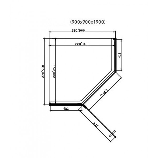 Душова кабіна Dusel DL197HBP Black Matt Paint 900x900x1900, скло прозоре