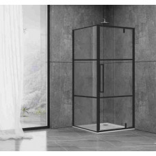 Душова кабіна Dusel DL198BP+DL196BP Black Matt Paint 900x900x1900, скло прозоре