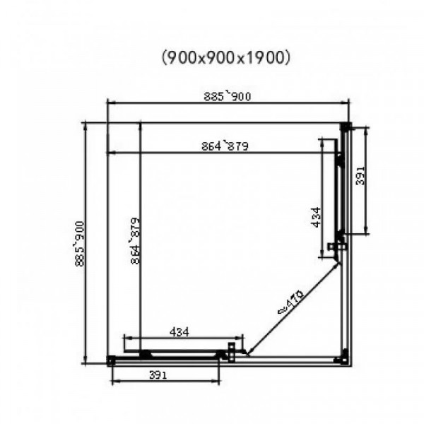 Душова кабіна Dusel EF-184B Black Matt 900x900x1900, скло прозоре