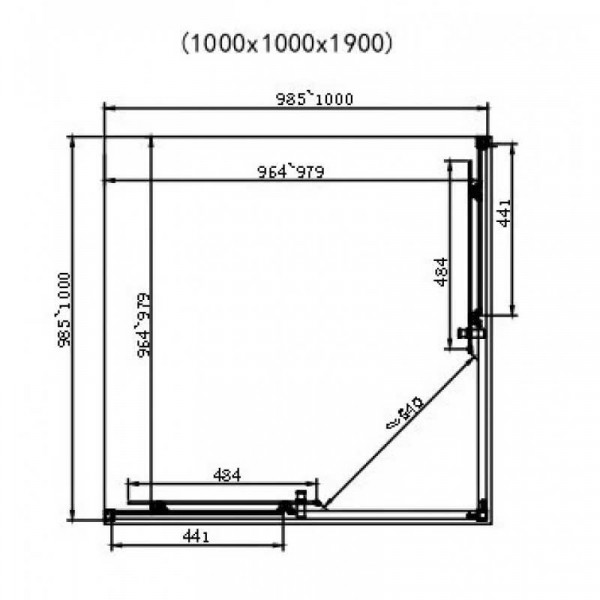 Душова кабіна Dusel EF-184B Black Matt 1000x1000x1900, скло прозоре