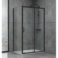 Душова кабіна Dusel EF-185B+EF181B Black Matt 1200x800x1900, скло прозоре