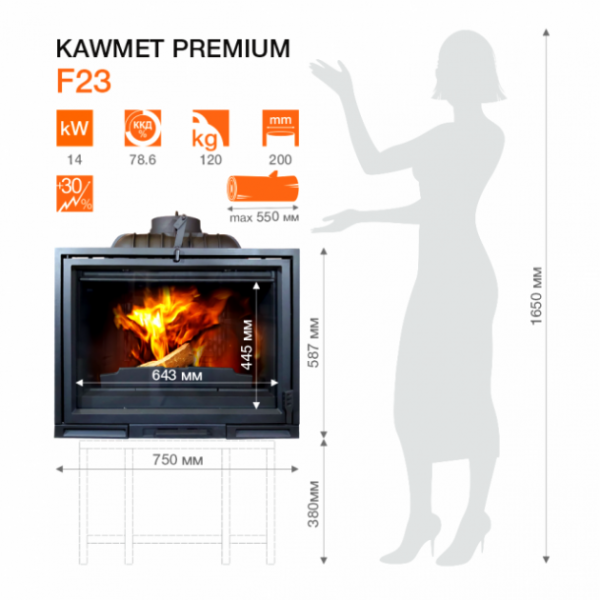 Камінна топка KAWMET Premium F23