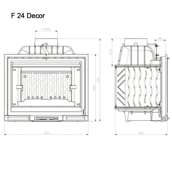 Камінна топка KAWMET Premium F24 Dekor