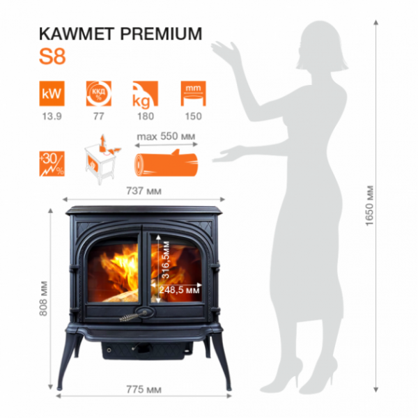 Піч-камін KAWMET Premium S8